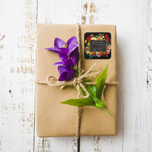 Home Made 100 % Honey From The Kitchen Of Floral Square Sticker