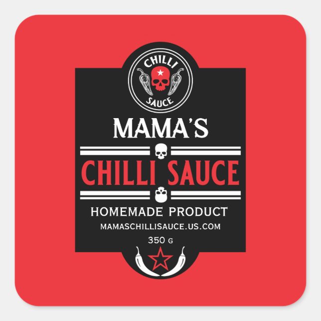 Home Made Chilli Sauce Square Sticker (Front)