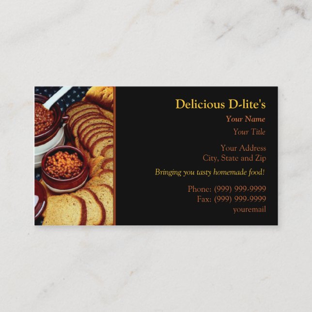 Home made food business cards (Front)