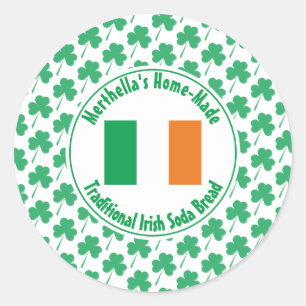 Home Made IRISH SODA BREAD Ireland Flag Shamrock Classic Round Sticker