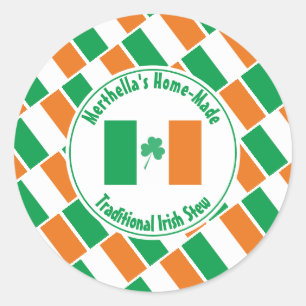 Home Made IRISH STEW Ireland Flag Shamrock Classic Round Sticker