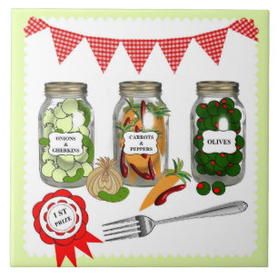 Home Made Pickles Theme Cute Ceramic Tile