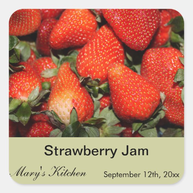 Home made strawberry jam bottle labels (Front)