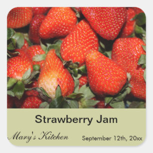 Home made strawberry jam bottle labels