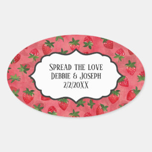 Home-made Strawberry Jam or Wedding Favour Oval Sticker
