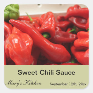 Home made sweet chilli sauce bottle labels