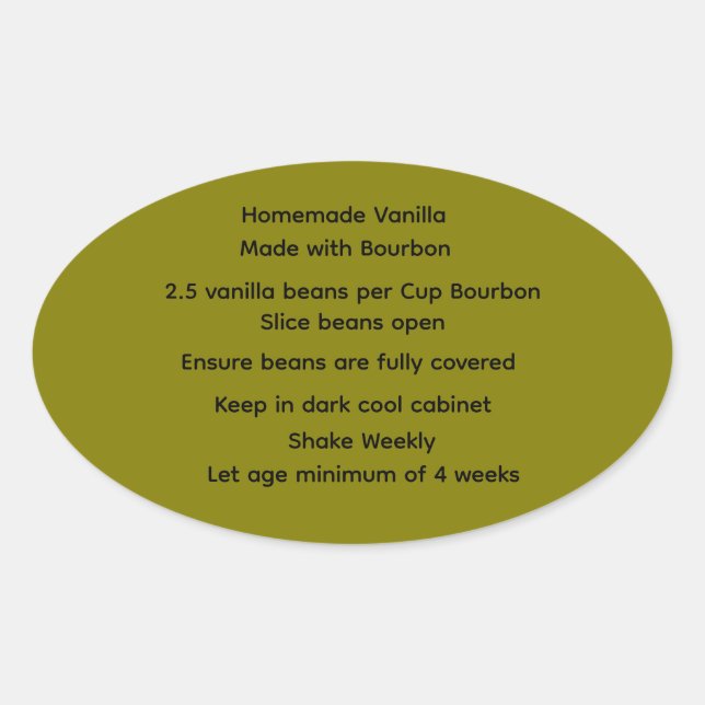 Home Made Vanilla  Bourbon Recipe labels (Front)