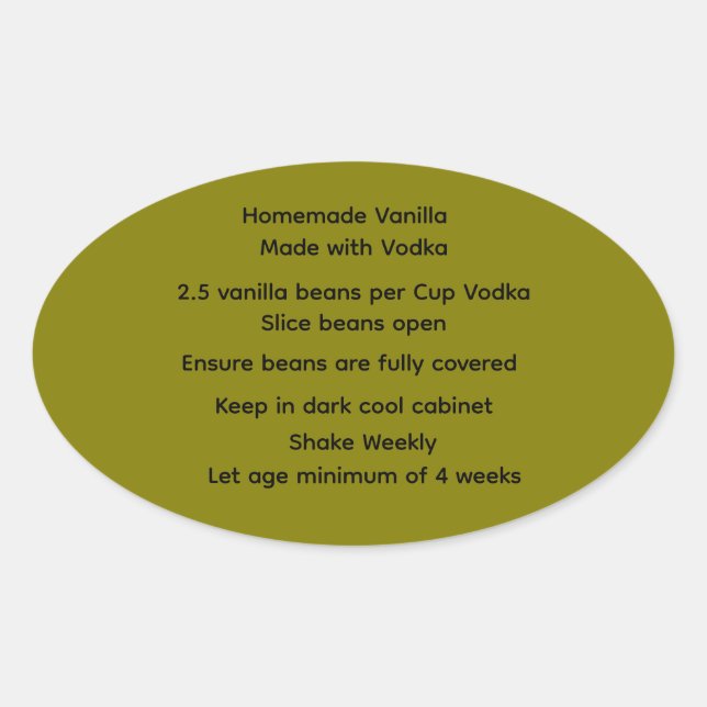 Home Made Vanilla  Vodka Recipe labels (Front)