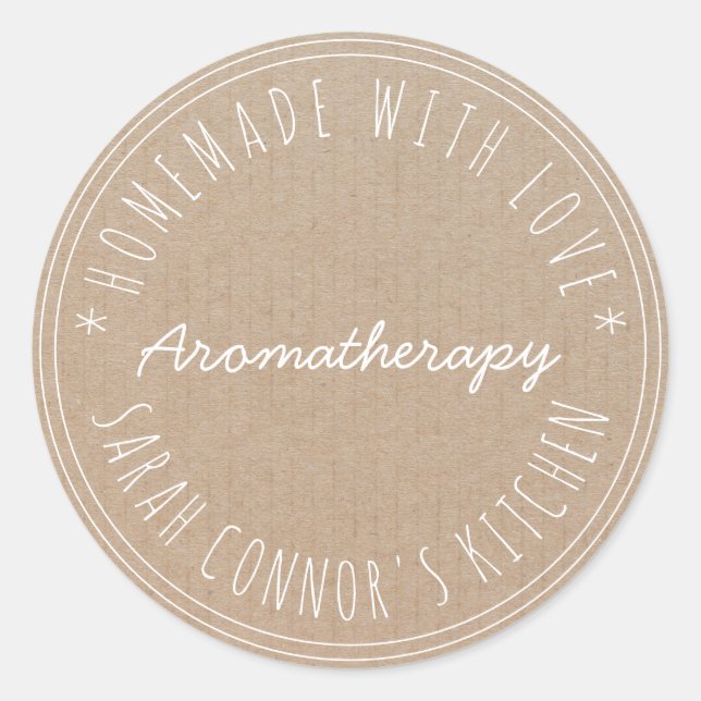 Home made with love Aromatherapy Kraft Classic Round Sticker (Front)