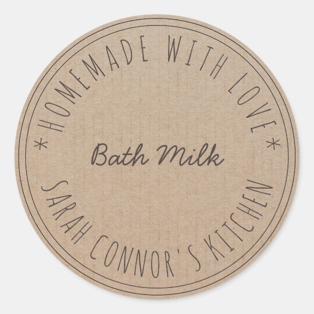 Home made with love Bath Milk Kraft Spa Classic Round Sticker (Front)