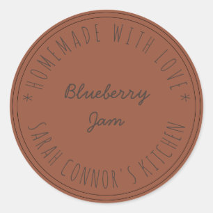 Home made with love Blueberry Jam Terracotta Class Classic Round Sticker