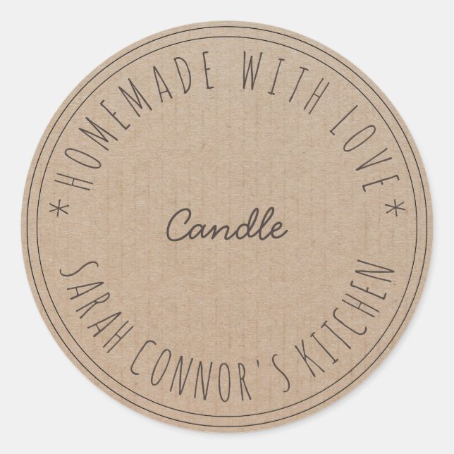 Home made with love Candle Kraft Paper Classic Round Sticker (Front)