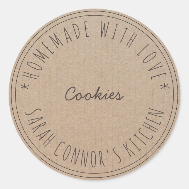 Home made with love Cookies Kraft Baking Classic Round Sticker (Front)