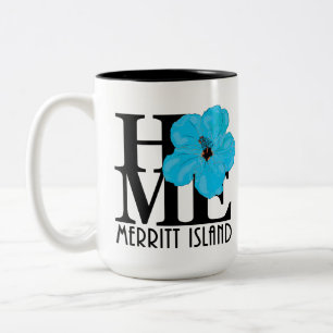 HOME Melbourne 15oz blue hibiscus Two-Tone Coffee Mug