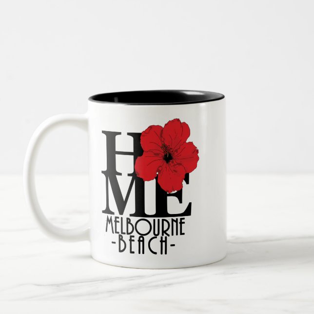 HOME Melbourne Beach 11oz Red Hibiscus Two-Tone Coffee Mug (Left)