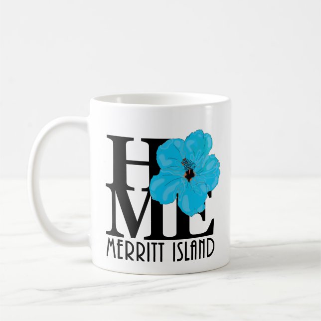 HOME Merritt Island 11oz blue hibiscus Coffee Mug (Left)