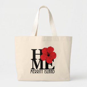 HOME Merritt Island Red Hibiscus Large Tote Bag