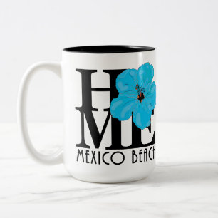 HOME Mexico Beach Florida Blue Hibiscus 15oz Two-Tone Coffee Mug