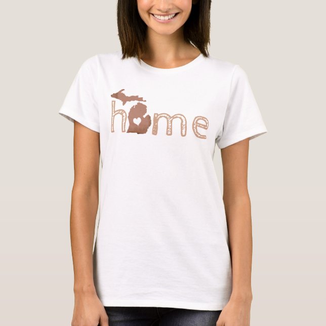 Home Michigan Silhouette Copper Filled State T-Shirt (Front)