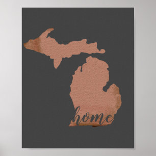 Home Michigan Silhouette Copper Gray Poster