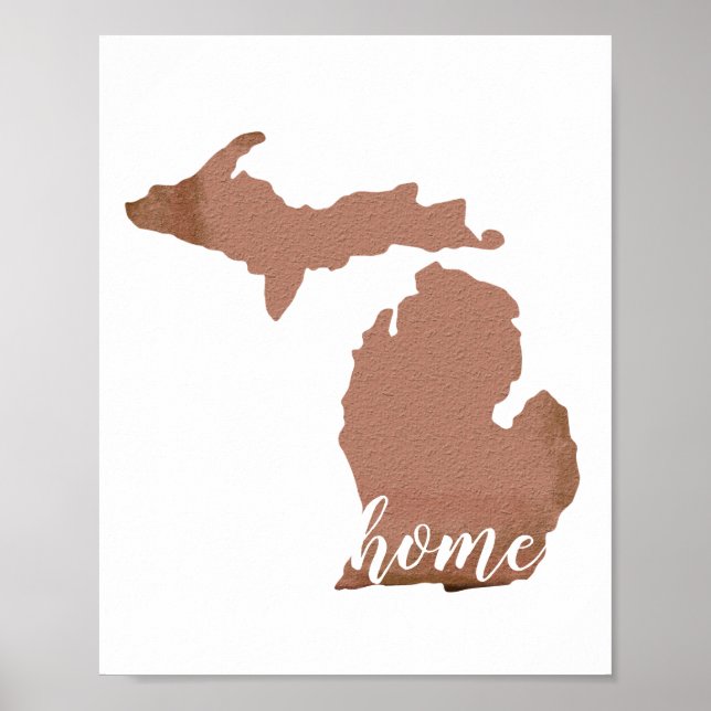 Home Michigan Silhouette Copper White Poster (Front)