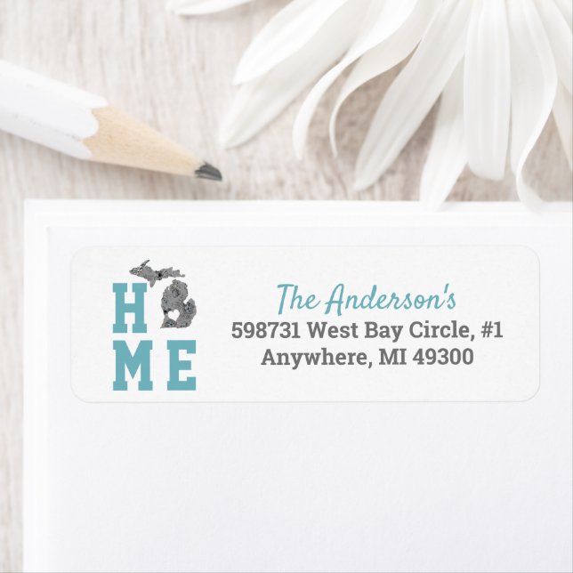 Home Michigan With Heart Return Address Label (Insitu)