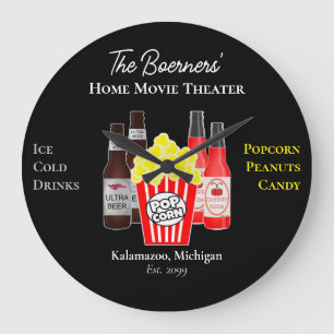 Home Movie Theatre Beer Soda Wall Clock
