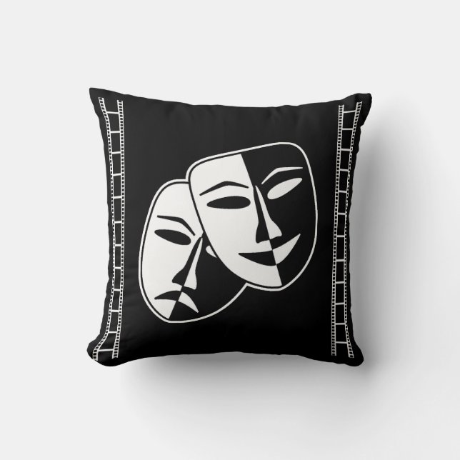 Home Movie Theatre Comedy Tragedy Masks Cushion (Front)