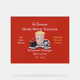 Home Movie Theatre Popcorn Film Reel Acrylic Sign