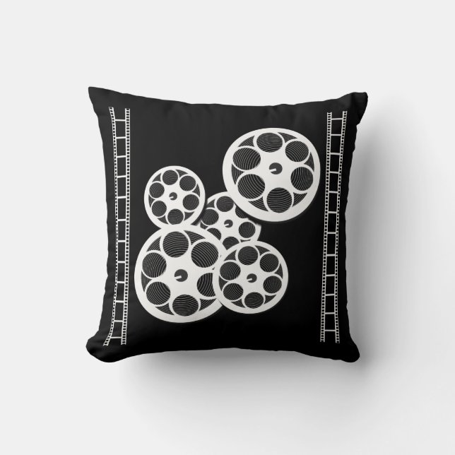 Home Movie Theatre Throw Pillow with Film Reels (Front)