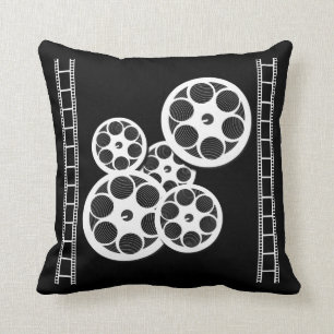 Home Movie Theatre Throw Pillow with Film Reels