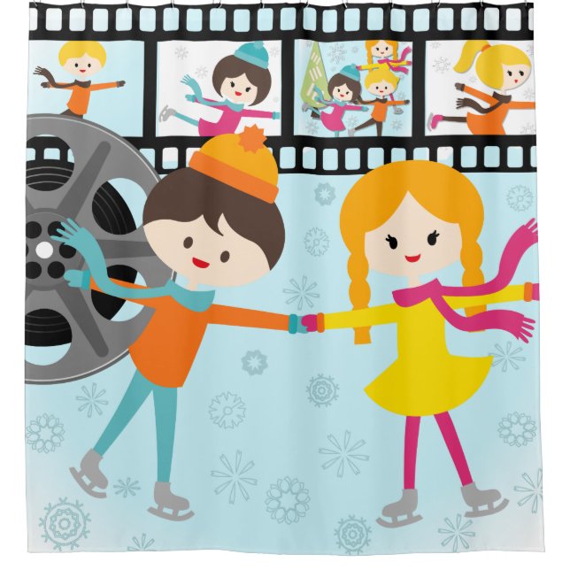 Home Movies Ice Skating Figure Skating Kids Shower Curtain (Front)