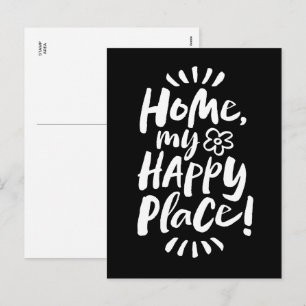 HOME my Happy Place!  Cosy Homebody - Black Holiday Postcard