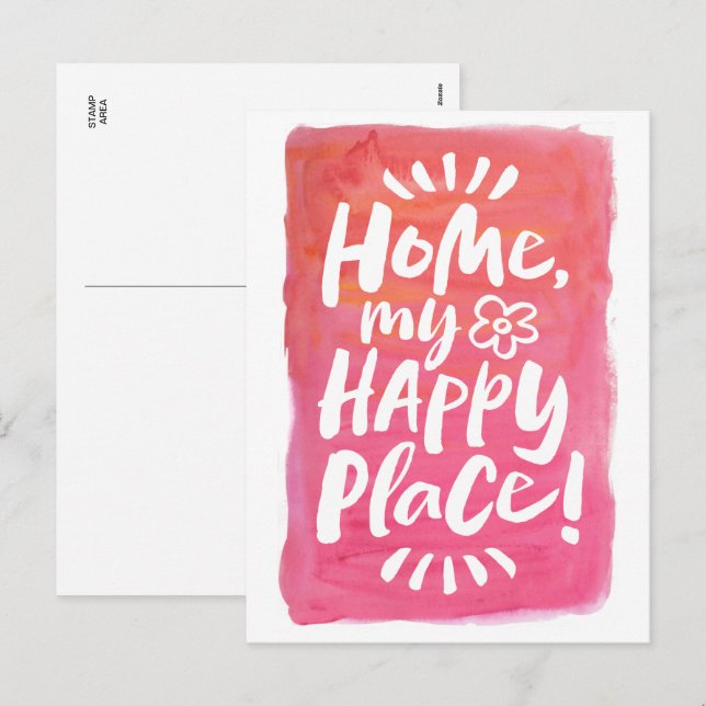 HOME my Happy Place!  Homebody - Pink Holiday Postcard (Front/Back)