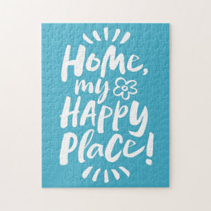 HOME my Happy Place! Shelter in Place - Calm Blue Jigsaw Puzzle