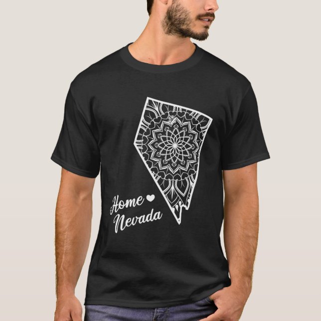 Home Nevada Fractal Mandala State Pride Community  T-Shirt (Front)