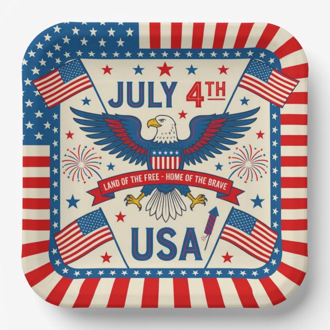Home of the Brave Paper Plate (Front)