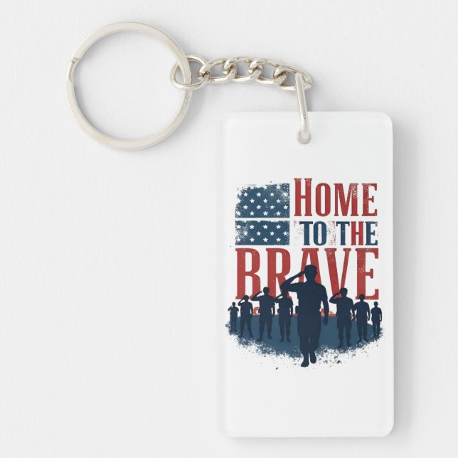 Home of the Brave Salute Tee Key Ring (Front)