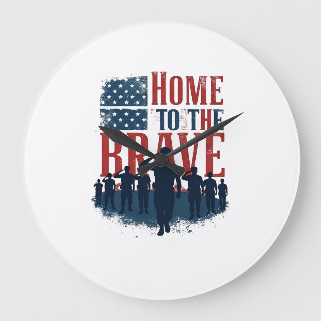 Home of the Brave Salute Tee Large Clock (Front)