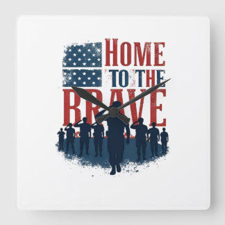 Home of the Brave Salute Tee Square Wall Clock