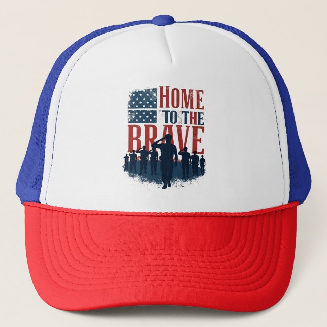 Home of the Brave Salute Tee Trucker Hat (Front)
