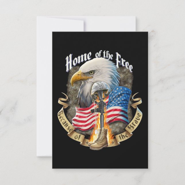 Home Of The Free Because Of Eagle Vetera The Brave RSVP Card (Front)