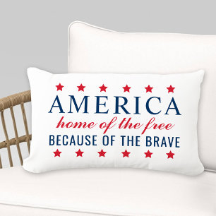Home of the Free Because of the Brave America Lumbar Cushion