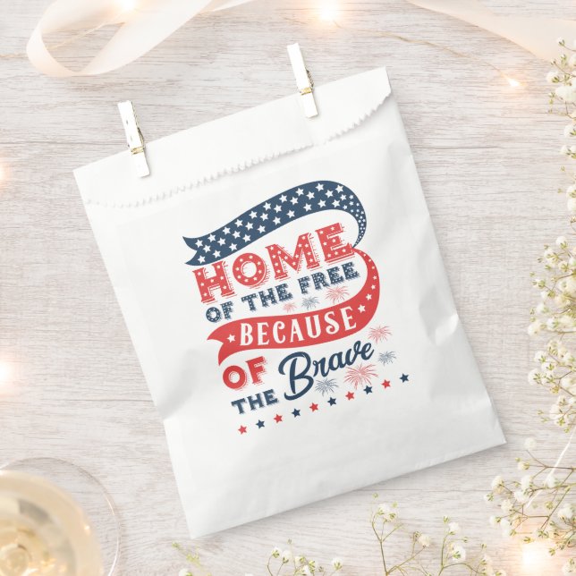 Home Of The Free Because Of The Brave Favour Bag (Clipped)