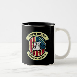 Home of the Free, Because of the Brave   Patriotic Two-Tone Coffee Mug