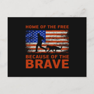 Home of the free because of the brave postcard