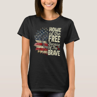 Home Of The Free Because Of The Brave Sunflower 4t T-Shirt