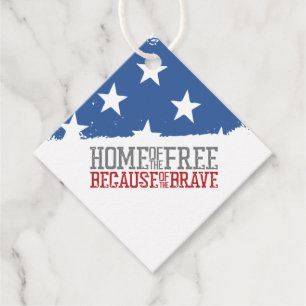 Home of the Free Because of the Brave US Flag Favour Tags
