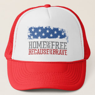 Home of the Free Because of the Brave US Flag Trucker Hat