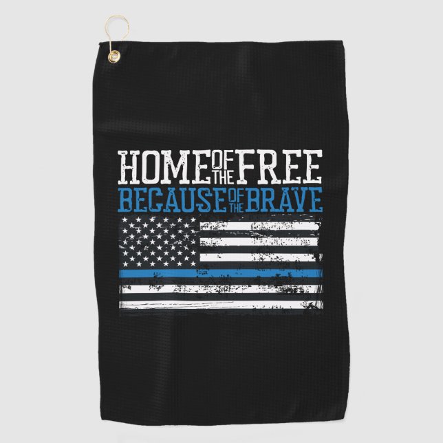 Home of the free because of the brave USA Flag Golf Towel (Front)